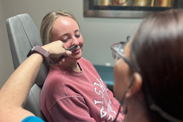 Dr. Walker of Joplin ENT performing a nasal examination